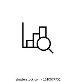 Icono analítico en icono de estilo de línea negra, estilo aislado en fondo blanco