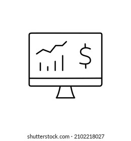 Analytisches Symbol auf schwarzem Hintergrund, Stil einzeln auf weißem Hintergrund