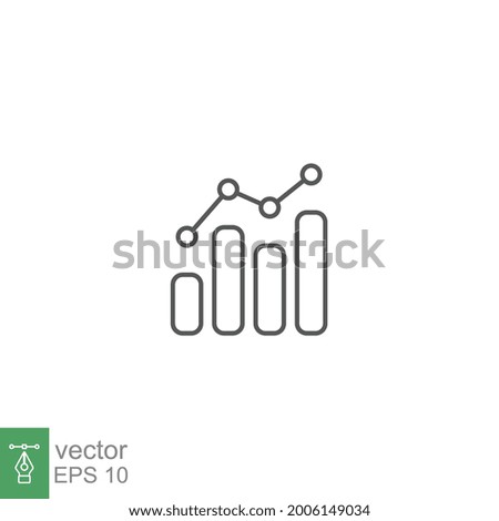 Analytic icon line. Combo Bar chart static analyzing. Profit financial graph in progress monitoring. Data statistic infographic. Vector illustration. Design on white background. EPS10