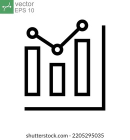 Analytic icon line. Two Bar chart analyzing static profit sale product. Financial and data statistic infographic. Diagram in progress marketing Vector illustration. Design on white background. EPS10