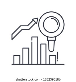 Analytic icon, linear isolated illustration, thin line vector, web design sign, outline concept symbol with editable stroke on white background.