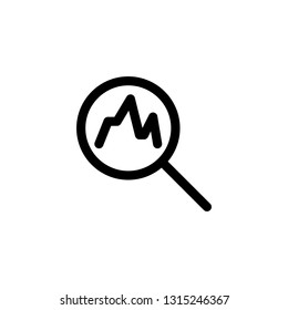 analytic icon with magnify symbol. line or outline icon style. business icon stock vector