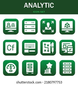 analytic icon set. Vector  illustrations related with Monitor, Server and Decision making