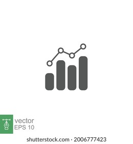 Analytic icon solid. Combo Bar chart static analyzing. Profit financial graph in progress monitoring. Data statistic infographic. Vector illustration. Design on white background. EPS10