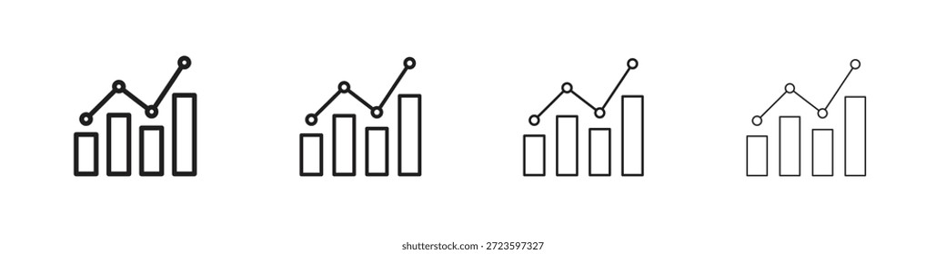 Los iconos analíticos delinean el diseño de Vector negro. Línea con trazo editable.
