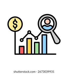 Ilustración vectorial de iconos de color lineal analítico