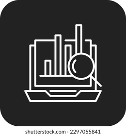 Analytic Marketing icon with black filled line style. data, analytics, chart, graph, growth, research, diagram. Vector illustration