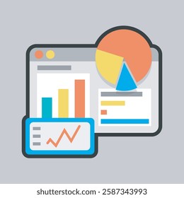analytic page with outline flat vector design.
