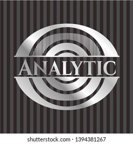 Analytic silver badge or emblem. Vector Illustration. Mosaic.