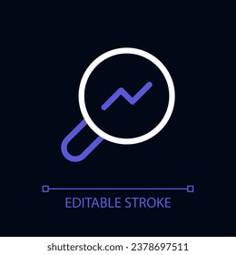 Analytic tool pixel perfect color linear ui icon for dark theme. Online data research. Outline isolated user interface pictogram. GUI, UX design for night mode. Editable stroke. Arial font used