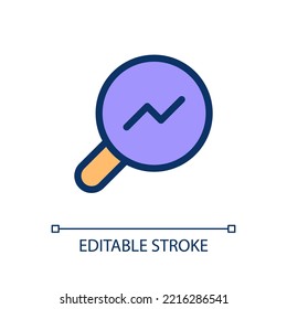 Analytic tool pixel perfect RGB color ui icon. Online data research. Simple filled line element. GUI, UX design for mobile app. Vector isolated pictogram. Editable stroke. Poppins font used