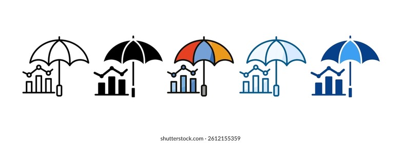 Analytic Umbrella Icon Set Multiple Style Collection
