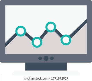 analytic vector flat color icon 