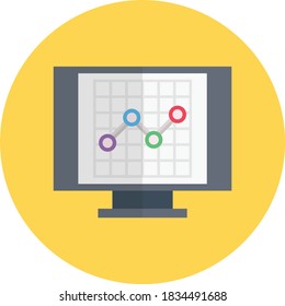 analytic vector flat color icon