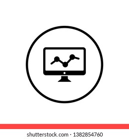 Analytic vector icon, adwords symbol. Simple, flat design for web or mobile app