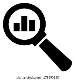 Analytic vector icon - magnifying glass with bar chart