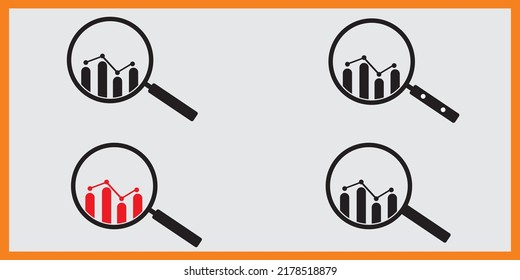 Analytisches Vektorsymbol - Lupe mit Balkendiagramm-Vektorgrafik