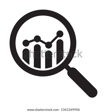 Analytic vector icon - magnifying glass with bar chart