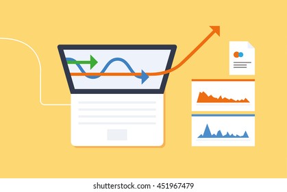 Analytic work. Vector illustration concept of analyzing project