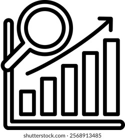 Analytical Chart Vector Lineal Icon On White Background.