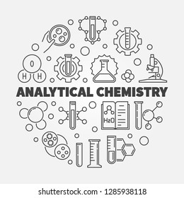 Analytical Chemistry Vector Concept Simple Round Illustration In Thin Line Style