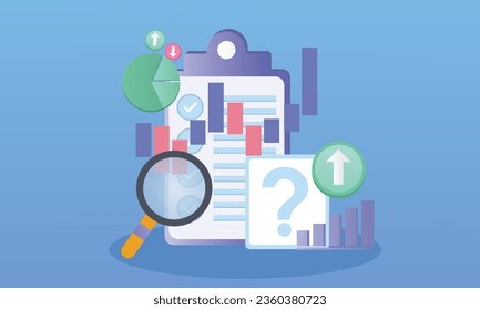 Analytical Concepts Stock.on blue background.Vector Design Illustration.