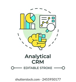 Analytical CRM multi color concept icon. Data mining, predictive analytics. Customer behavior. Round shape line illustration. Abstract idea. Graphic design. Easy to use in infographic, presentation