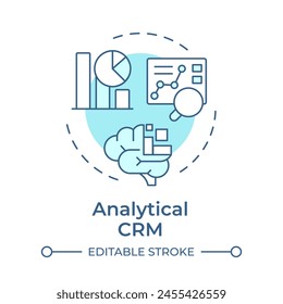 Analytical CRM soft blue concept icon. Data mining, predictive analytics. Customer behavior. Round shape line illustration. Abstract idea. Graphic design. Easy to use in infographic, presentation