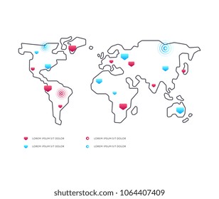 Analytical diagram with global map isolated on white background. Infographic element for business presentation vector illustration.