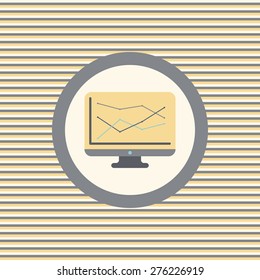 Analytical graph display color flat icon vector graphic illustration