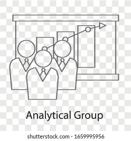 Analytical group concept on transparency background. Creative idea design. Flat vector illustration for template brochure or presentation.