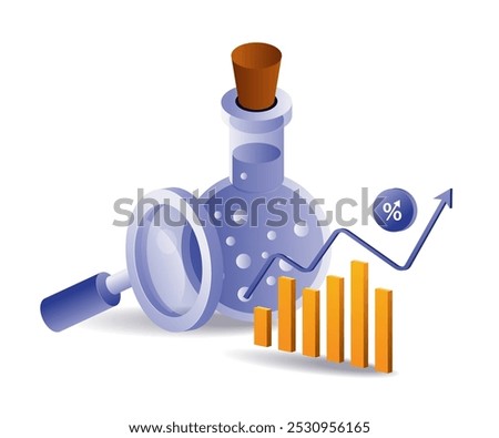 Analytical laboratory experiment bottle flat illustration