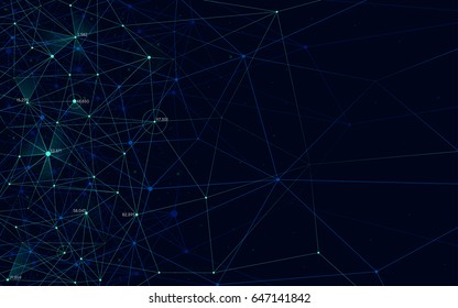 Analytical network, polygonal structure with lines mesh, modern technology element, vector illustration