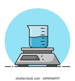 Escalas analíticas y vaso de precipitados. Laboratorio de Ciencias Químicas. Diseño de vectores de iconos rellenos