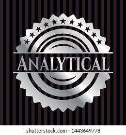 Analytical silvery shiny emblem. Vector Illustration. Mosaic.