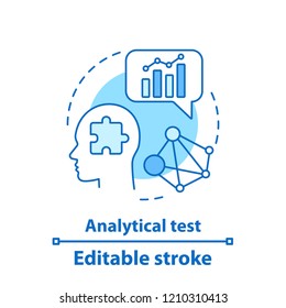 Analytical test concept icon. Data analysis idea thin line illustration. Solution searching. Thinking. Vector isolated outline drawing. Editable stroke