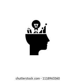 Analytical thinking black icon concept. Analytical thinking flat  vector symbol, sign, illustration.
