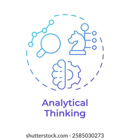 Analytical thinking blue gradient concept icon. Evaluate complex problems to find solution. Line manager skill. Round shape line illustration. Abstract idea. Graphic design. Easy to use in booklet