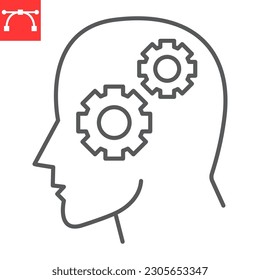 Analytical thinking line icon, solution and business, critical thinking vector icon, vector graphics, editable stroke outline sign, eps 10.