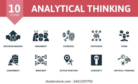 Analytical thinking set. Creative icons. Editable elements.