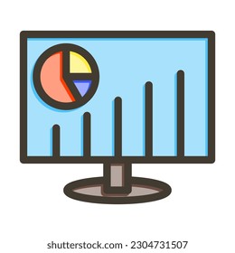 Design des farbigen Vektorgrafik-Symbols mit ausgefüllter Linie