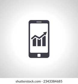 analytics app icon. bar chart on phone screen icon