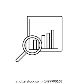 Analytics bar chart magnifier icon. Element of user experience icon