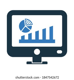 Analytics, bar statistics icon. Glyph vector isolated on a white background.