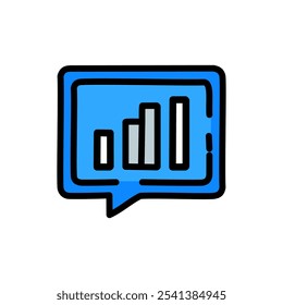 Analytics blue color icon. Vector illustration, flat design.