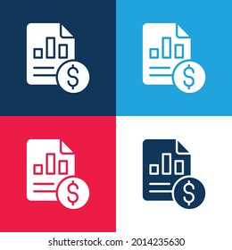 Analytics blue and red four color minimal icon set