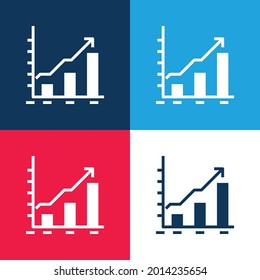 Vier-Farben-Minimal-Icon-Set der Analytik Blau und Rot