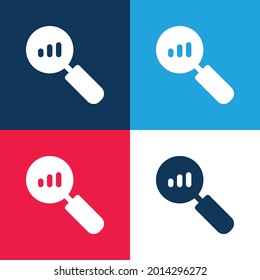 Analytics blue and red four color minimal icon set