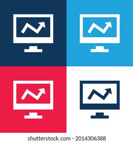 Analítico azul y rojo cuatro colores conjunto mínimo de iconos