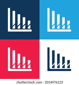 Analytics blue and red four color minimal icon set